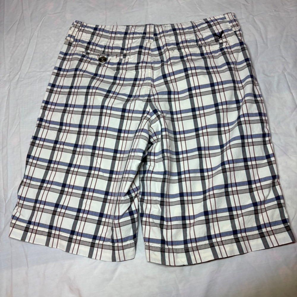 American Eagle Outfitters Mens Plaid Shorts‎ Blue Brown Longer Length Size 32 - Picture 3 of 9